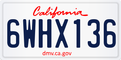 CA license plate 6WHX136