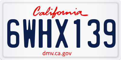 CA license plate 6WHX139