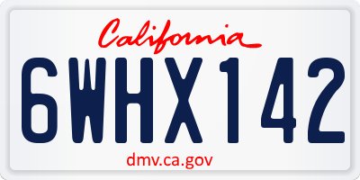 CA license plate 6WHX142