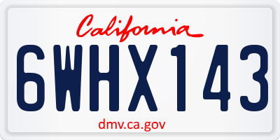 CA license plate 6WHX143