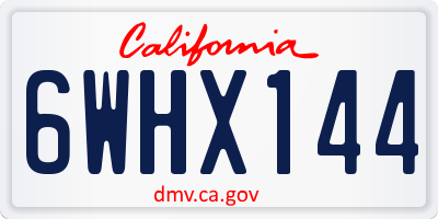 CA license plate 6WHX144