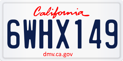 CA license plate 6WHX149