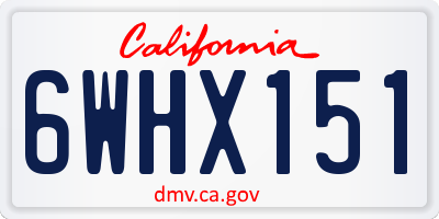 CA license plate 6WHX151