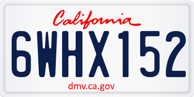 CA license plate 6WHX152