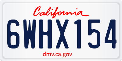CA license plate 6WHX154