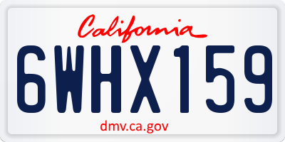 CA license plate 6WHX159