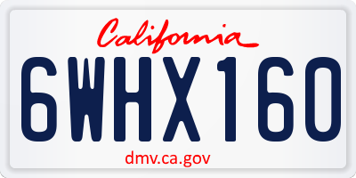 CA license plate 6WHX160