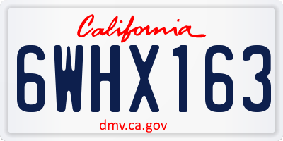 CA license plate 6WHX163