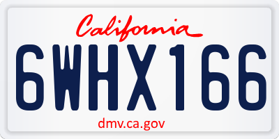 CA license plate 6WHX166
