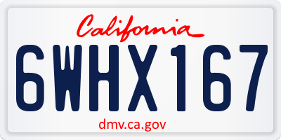 CA license plate 6WHX167