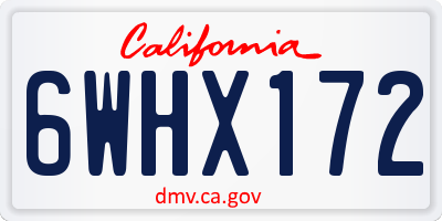 CA license plate 6WHX172