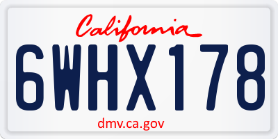 CA license plate 6WHX178