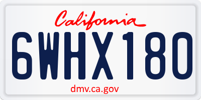 CA license plate 6WHX180