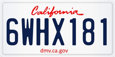 CA license plate 6WHX181