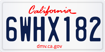 CA license plate 6WHX182