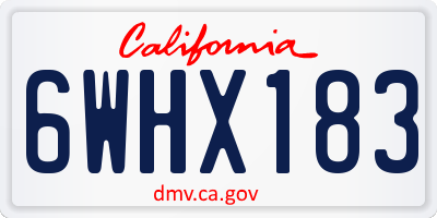 CA license plate 6WHX183