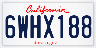 CA license plate 6WHX188