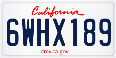 CA license plate 6WHX189