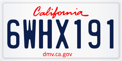 CA license plate 6WHX191