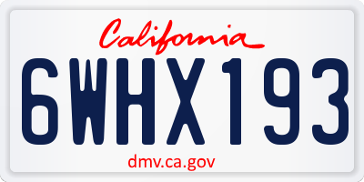 CA license plate 6WHX193
