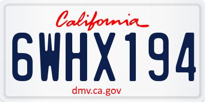 CA license plate 6WHX194