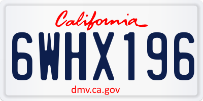 CA license plate 6WHX196