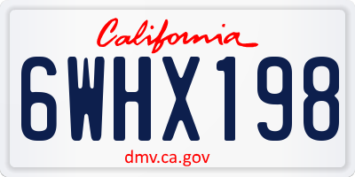 CA license plate 6WHX198