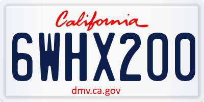CA license plate 6WHX200