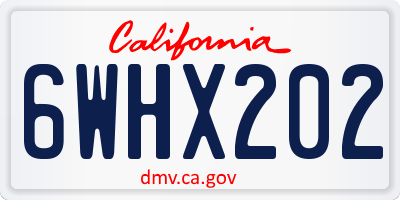 CA license plate 6WHX202