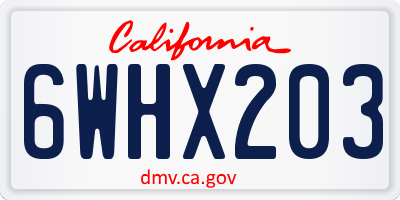 CA license plate 6WHX203