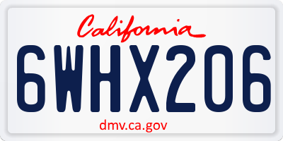 CA license plate 6WHX206