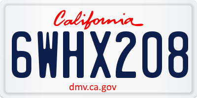 CA license plate 6WHX208
