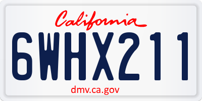 CA license plate 6WHX211
