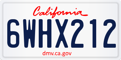 CA license plate 6WHX212