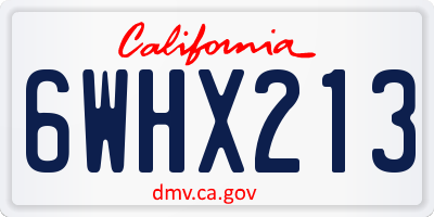 CA license plate 6WHX213