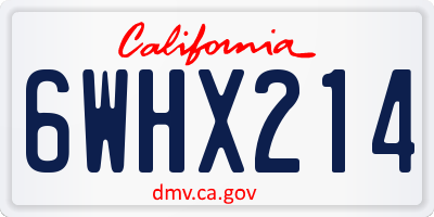 CA license plate 6WHX214