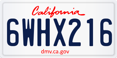 CA license plate 6WHX216