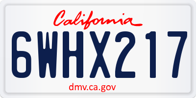 CA license plate 6WHX217