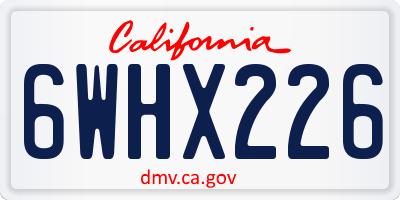 CA license plate 6WHX226