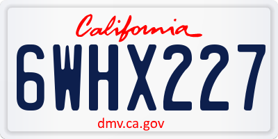 CA license plate 6WHX227
