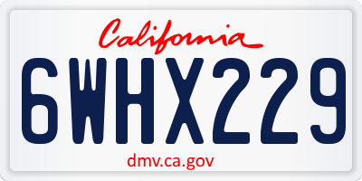 CA license plate 6WHX229