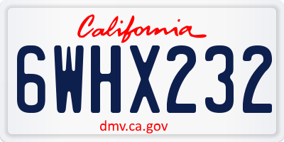 CA license plate 6WHX232