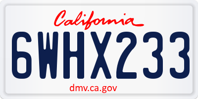 CA license plate 6WHX233