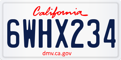 CA license plate 6WHX234
