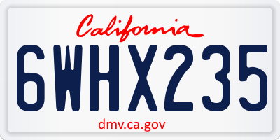 CA license plate 6WHX235
