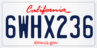 CA license plate 6WHX236
