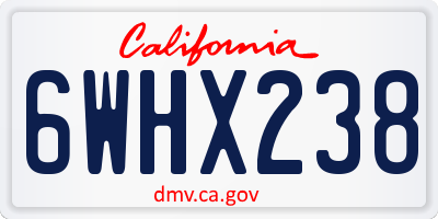 CA license plate 6WHX238