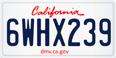 CA license plate 6WHX239