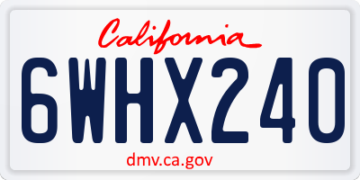 CA license plate 6WHX240
