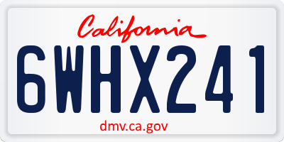 CA license plate 6WHX241